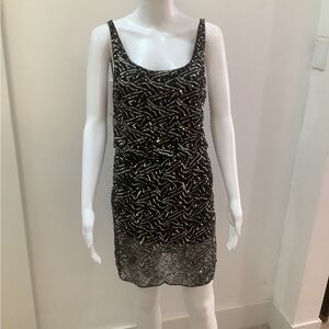 Alice + Olivia Black and Silver Mini Dress